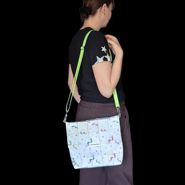 Svitashka reflective cross-body bag "Neon Unicorns" with long strap
