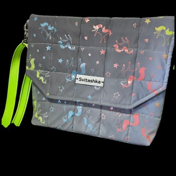 Svitashka reflective cross-body bag "Neon Unicorns" with long strap