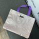 Reflective shopper Svitashka Cobweb with short purple handles on a magnetic button