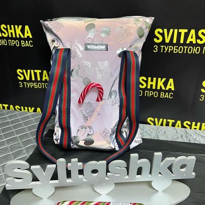 Светоотражающая сумка шоппер Svitashka Серебряный Микки на замке змейке 250 фото