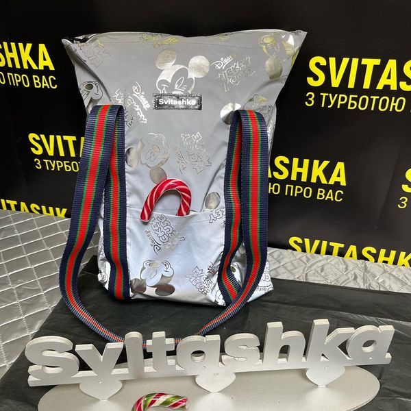 Світловідбиваюча сумка шопер Світашка Срібний Міккі на змійці з кишенями 250 фото