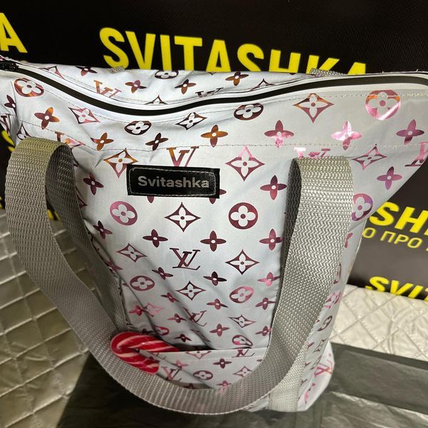 Світловідбиваюча сумка шопер Світашка ЛВ рожевий на змійці з кишенями 251 фото