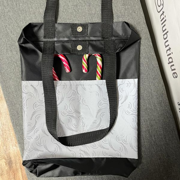 Black Shopper bag with reflective pockets. Svitashka Oxford