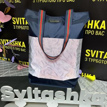 Blue Shopper bag with reflective pockets. Svitashka Oxford