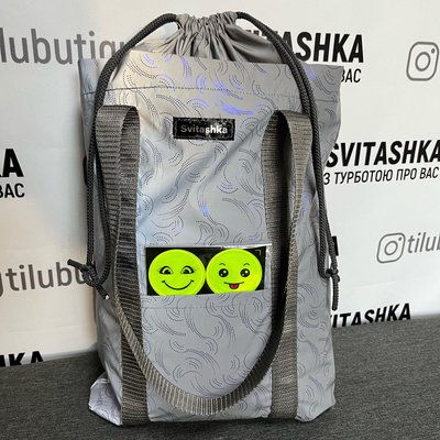 Светоотражающая сумка Svitashka Синие перья карманы на завязке 136 фото