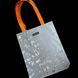 Svitashka reflective shopper bag with "Silver Babies" print, orange handles Reflective bag