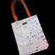 Svitashka reflective shopper bag with "Silver Babies" print, orange handles Reflective bag