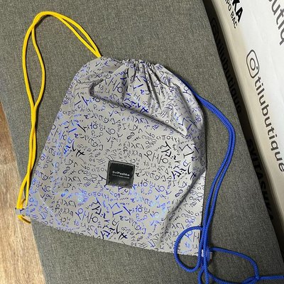 Светоотражающий рюкзак-мешок SviPashka Буквы синие желто синие ручки 188 фото