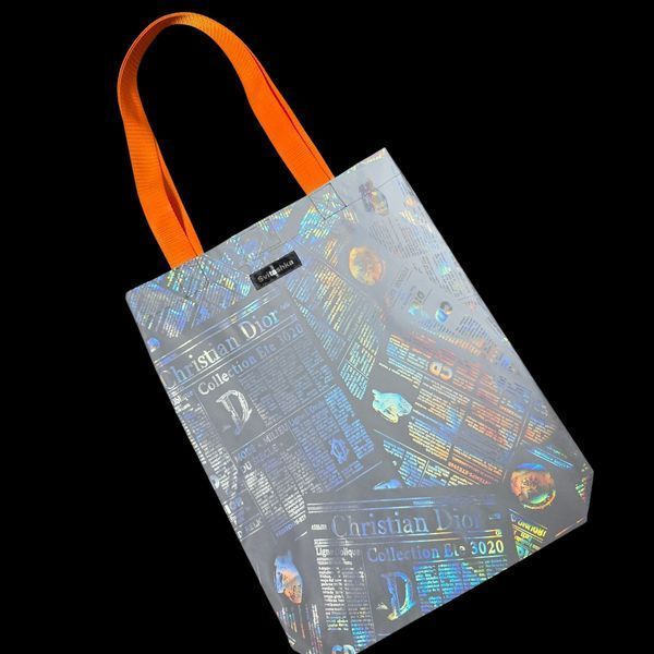 Reflective Shopper Bag Svitashka Print Newspaper Orange Handles Reflective Bag