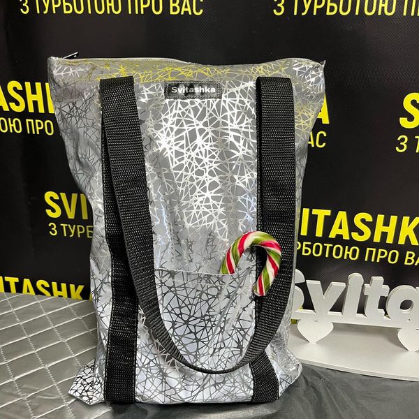 Світловідбиваюча сумка шопер Світашка Павутинка на змійці з кишенями 144 фото