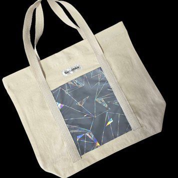 Cotton handbag Svitashka with reflective pockets Abstraction, compact, short handles 28 cm, 30&times;38&times;10 cm