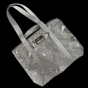 Women's Svitashka reflective shopper bag Abstraction with zippered pockets. Gray handles