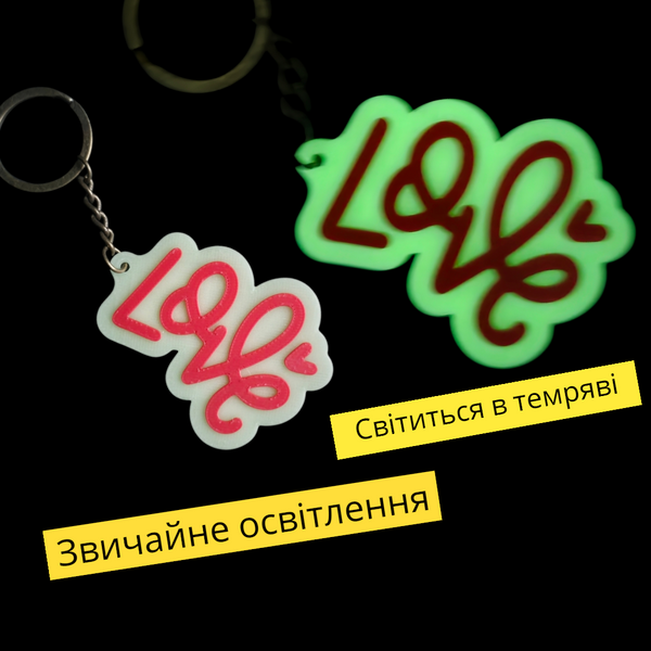 Магический люминесцентный брелок Svitashka &laquo;LOVE&raquo; 6&times;4см &mdash; светящийся в темноте. 668 фото