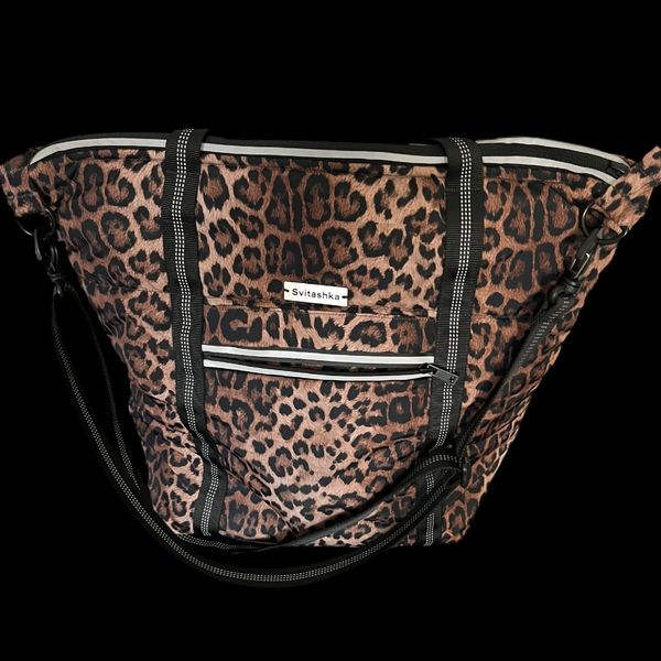 Leopard puffed bag Svitashka Reflective handles.