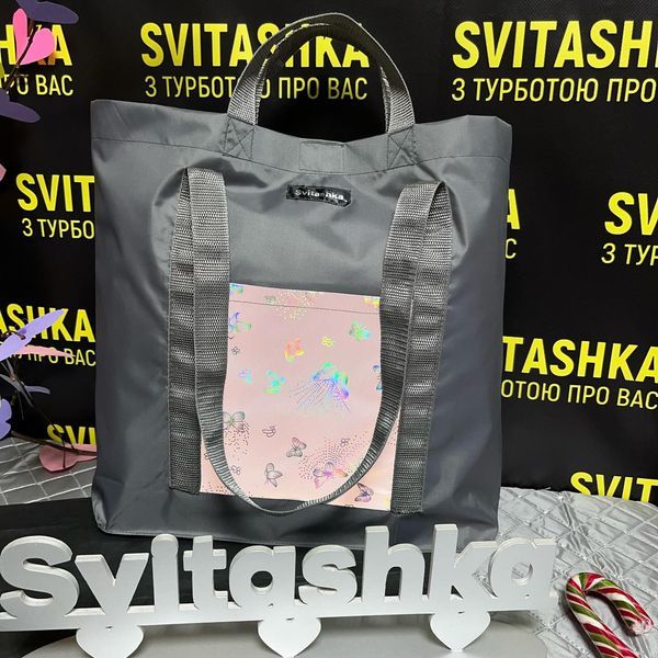 Women's bag with reflective pockets and double handles. Svitashka Oxford